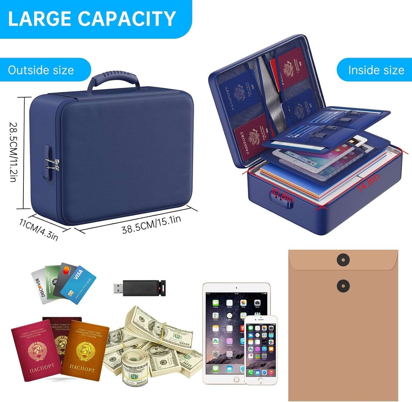 ENGPOW Fireproof Document Bag with Lock