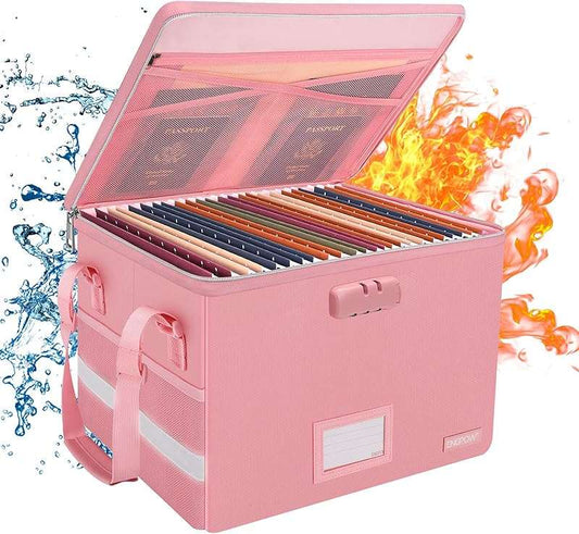 ENGPOW Fireproof & Water‑Resistant Collapsible Document Box with Lock