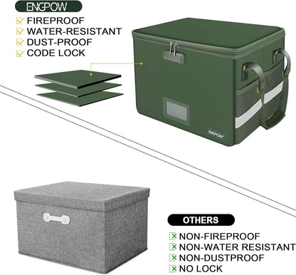 ENGPOW Fireproof & Water‑Resistant Collapsible Document Box with Lock