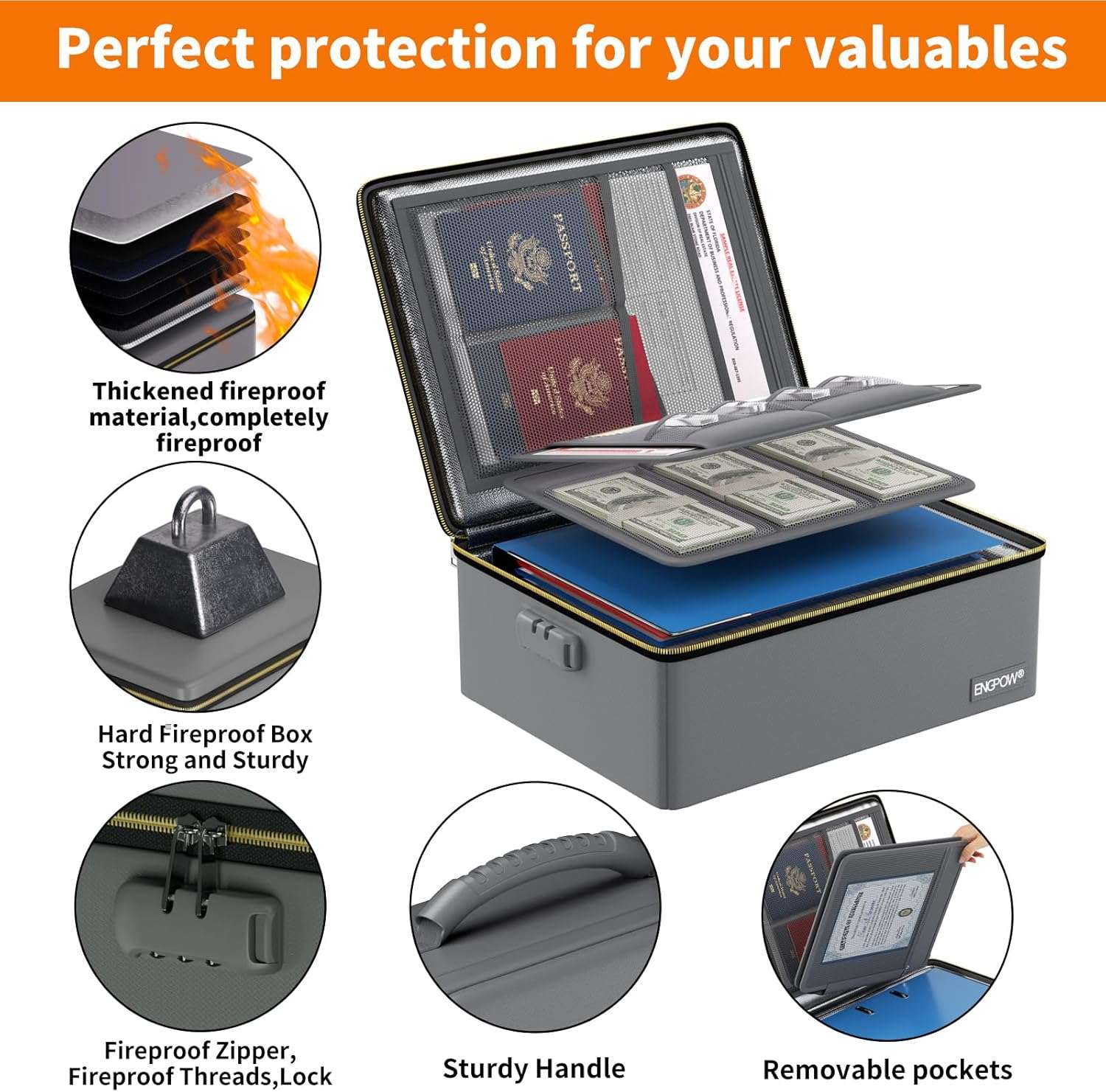 ENGPOW Fireproof Hard Document Box