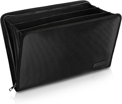 ENGPOW Fireproof Expanding File Folder with 13 Multicolored Pockets A4 Size Document Organizer with Color Labels Zipper Closure Non-Itchy Silicone Coated Portable Filing Pouch(14.3" x 9.8")