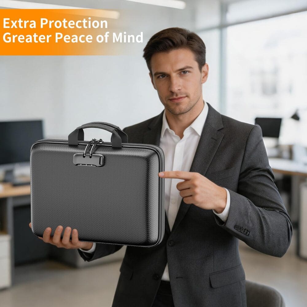 ENGPOW Fireproof Document Organizer Box with Lock & 24 Pack Binder Pockets
