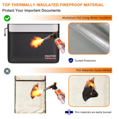 ENGPOW Fireproof Document Bag (13.5"x10.2") with Bonus Pouch (9"x5.7")