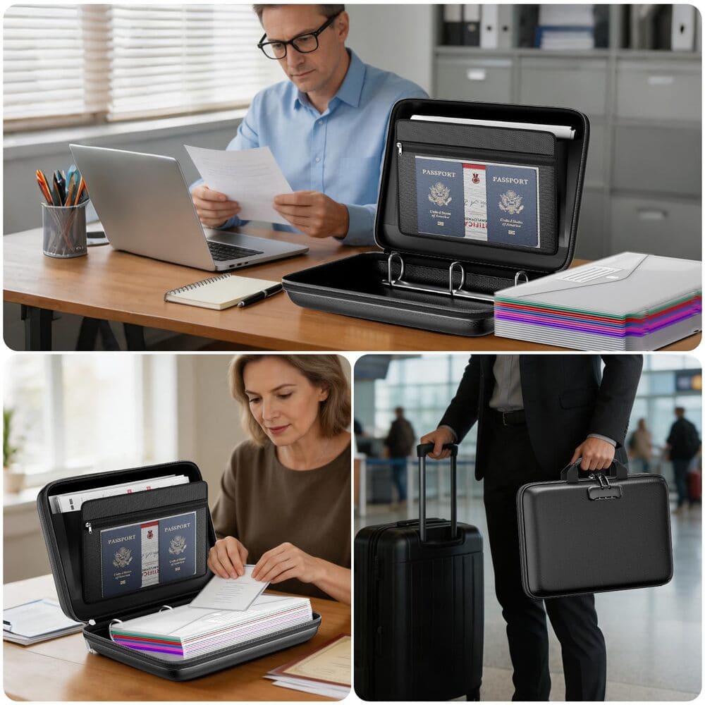 ENGPOW Fireproof Document Organizer Box with Lock & 24 Pack Binder Pockets