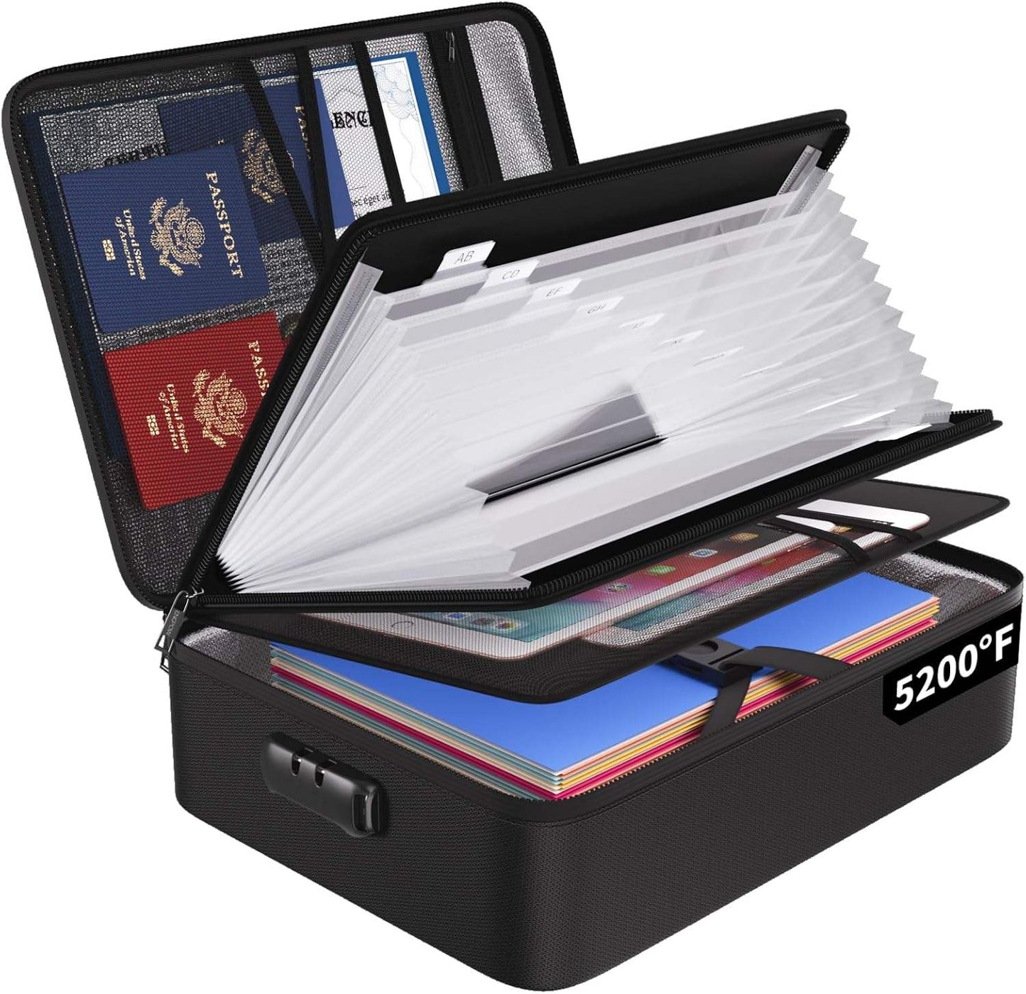 ENGPOW document organizer, accordion folder with 13 pockets, fireproof document organizer