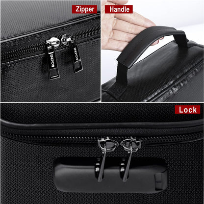 Small Fireproof Storage Organizer Case with Lock(9.4”x 5.9”x 3.2”)